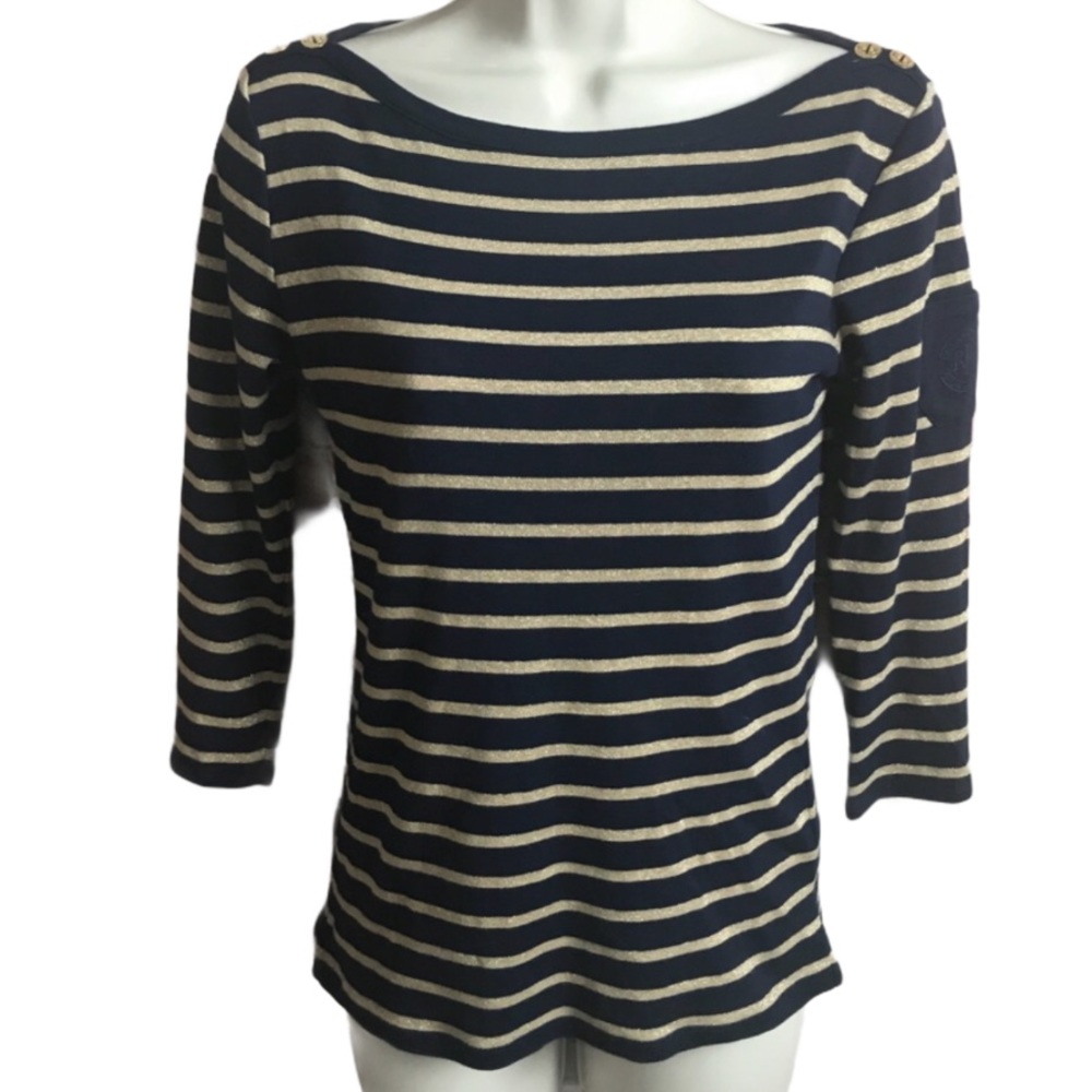 Ralph Lauren knit t shirt stripe small blue gold